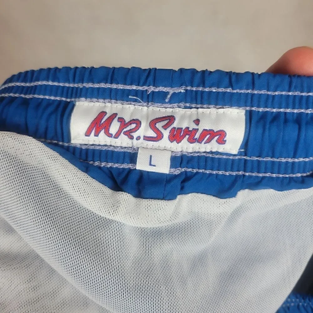 Vintage Mr. Swim Swim Trunks Blue Purple Colorblock Size Large